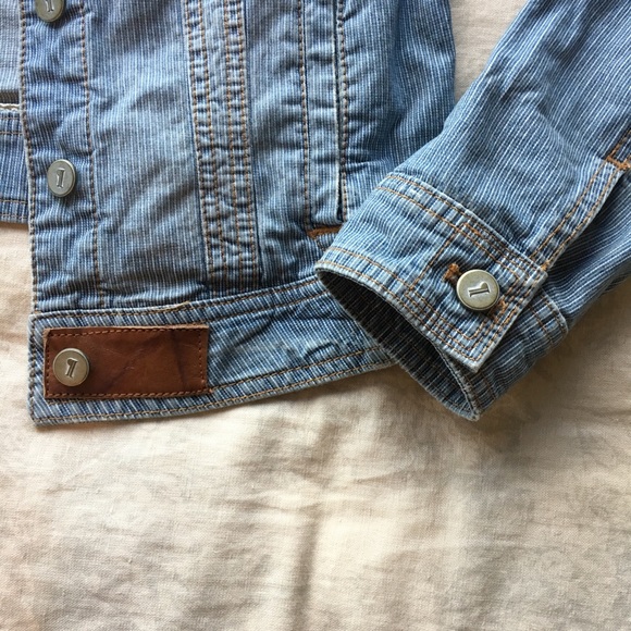 Anthropologie Pilcro Railroad Stripe Denim Jacket - Picture 5 of 7